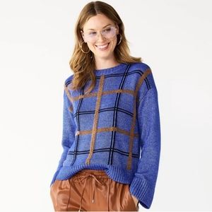 Nine West patterned blue and brown sweater